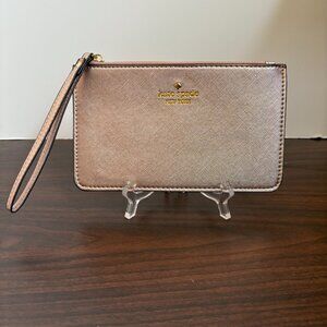 Kate Spade Metallic Rose Gold Saffiano Leather Wristlet